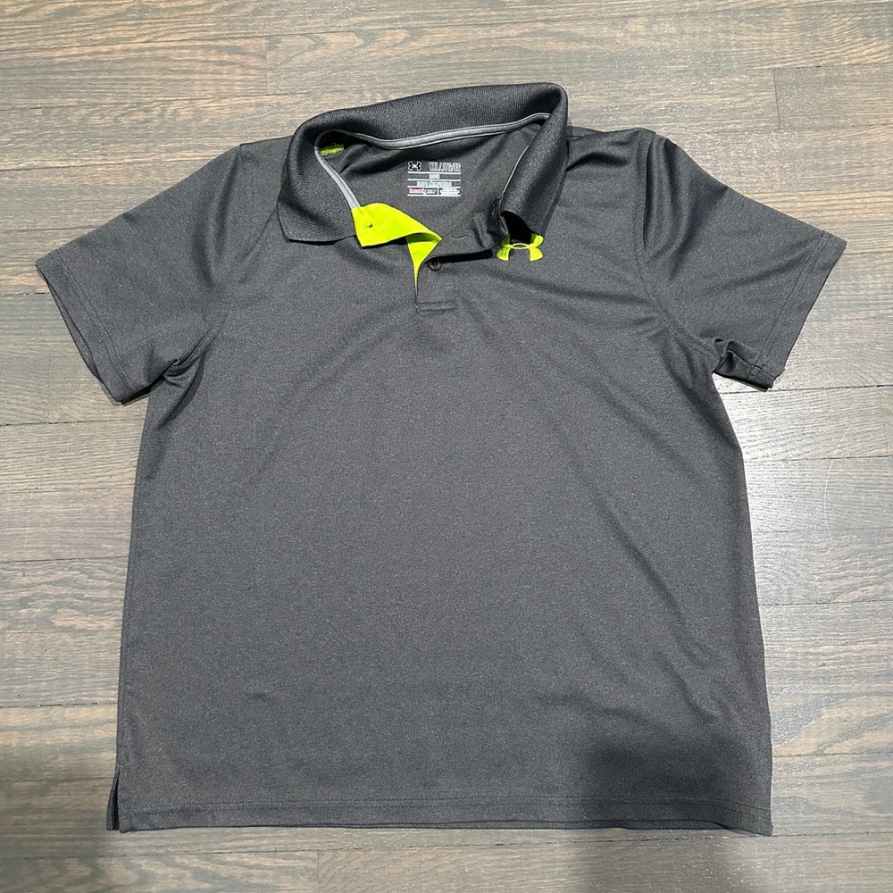 Under Armour Charcoal Polo with Lime Accents